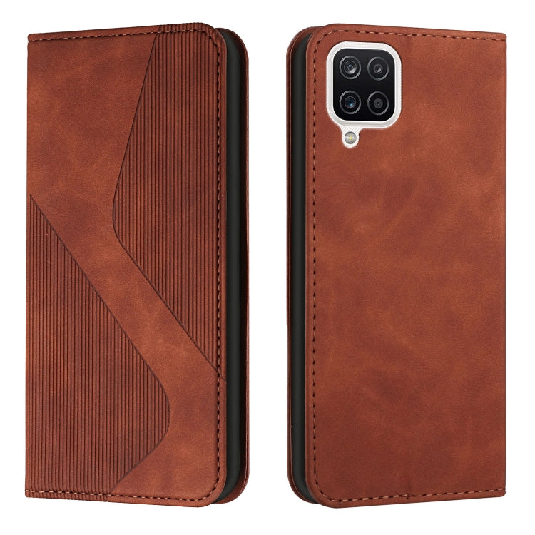 For Samsung Galaxy A12 / M12 Skin Feel Magnetic S-type Solid Color Horizontal Flip Leather Case with Holder & Card Slot & Wallet