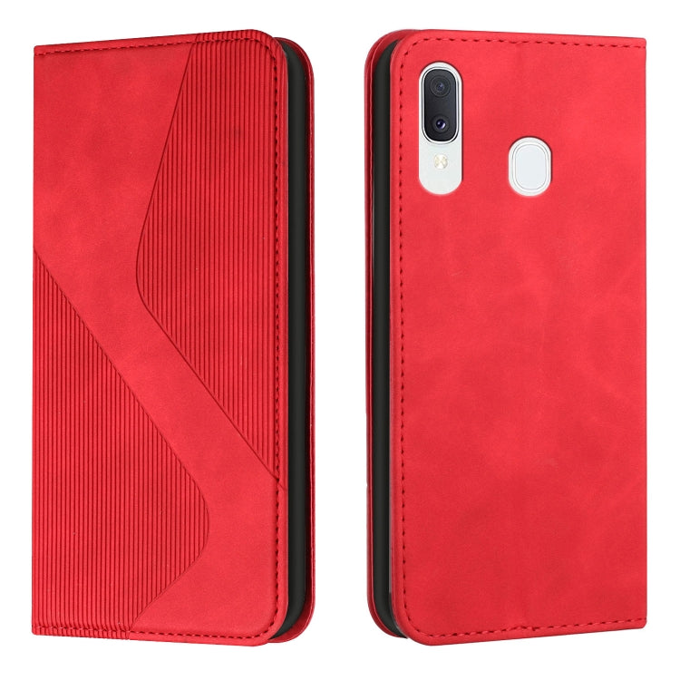 For Samsung Galaxy A20 / A30 Skin Feel Magnetic S-type Solid Color Horizontal Flip Leather Case with Holder & Card Slot & Wallet