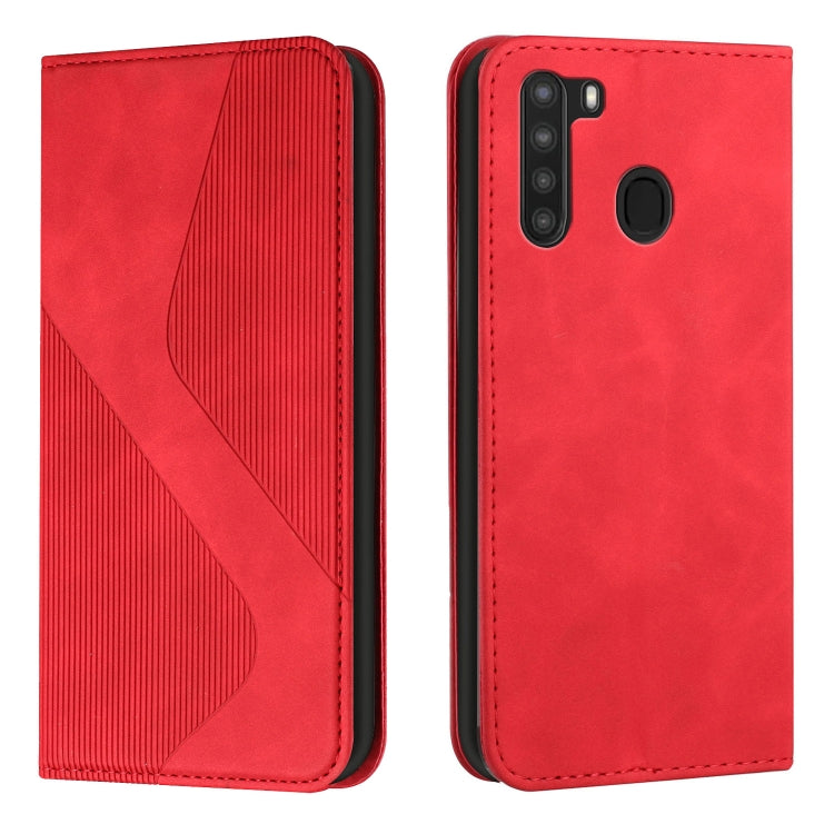 For Samsung Galaxy A21 EU Version Skin Feel Magnetic S-type Solid Color Horizontal Flip Leather Case with Holder & Card Slot & Wallet