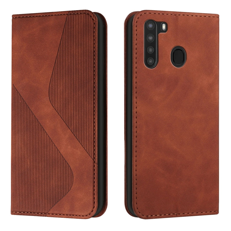 For Samsung Galaxy A21 EU Version Skin Feel Magnetic S-type Solid Color Horizontal Flip Leather Case with Holder & Card Slot & Wallet
