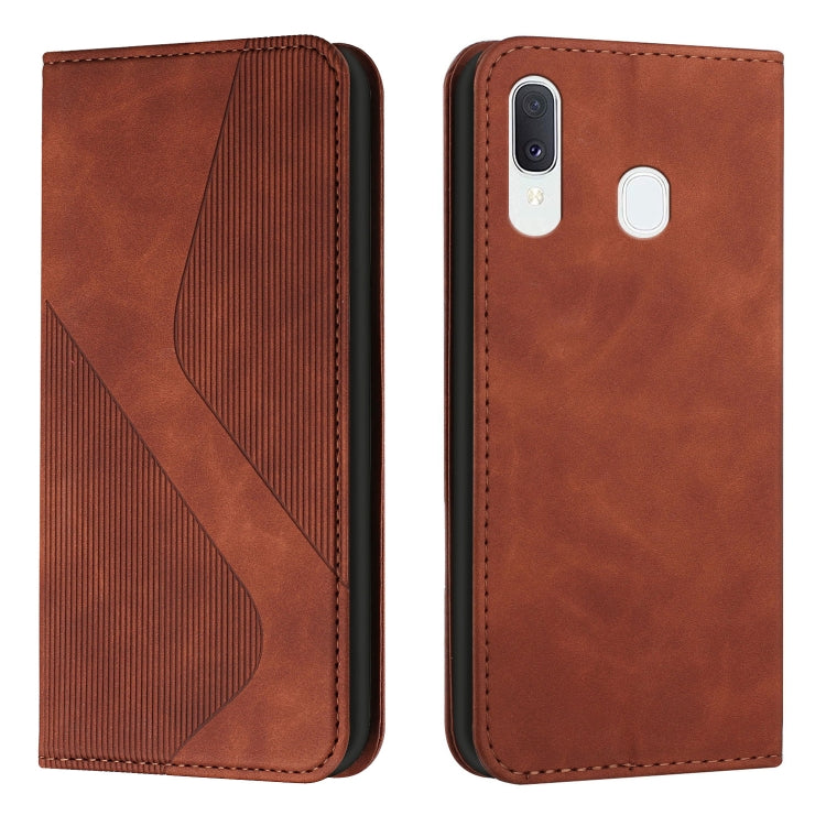 For Samsung Galaxy A40 Skin Feel Magnetic S-type Solid Color Horizontal Flip Leather Case with Holder & Card Slot & Wallet