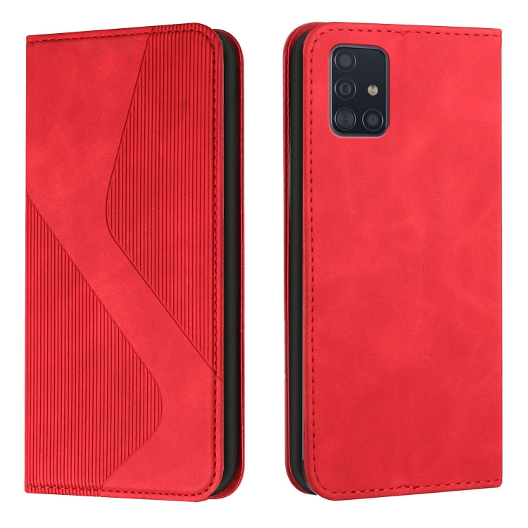 For Samsung Galaxy A51 5G Skin Feel Magnetic S-type Solid Color Horizontal Flip Leather Case with Holder & Card Slot & Wallet