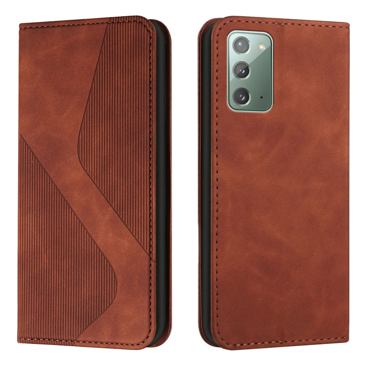 For Samsung Galaxy Note20 Skin Feel Magnetic S-type Solid Color Horizontal Flip Leather Case with Holder & Card Slot & Wallet