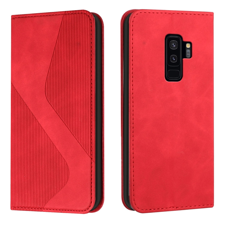 For Samsung Galaxy S9+ Skin Feel Magnetic S-type Solid Color Horizontal Flip Leather Case with Holder & Card Slot & Wallet