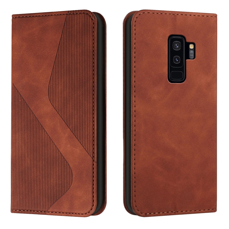 For Samsung Galaxy S9+ Skin Feel Magnetic S-type Solid Color Horizontal Flip Leather Case with Holder & Card Slot & Wallet
