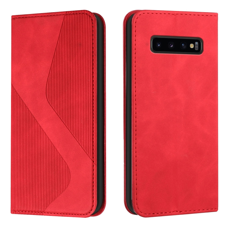 For Samsung Galaxy S10 Skin Feel Magnetic S-type Solid Color Horizontal Flip Leather Case with Holder & Card Slot & Wallet