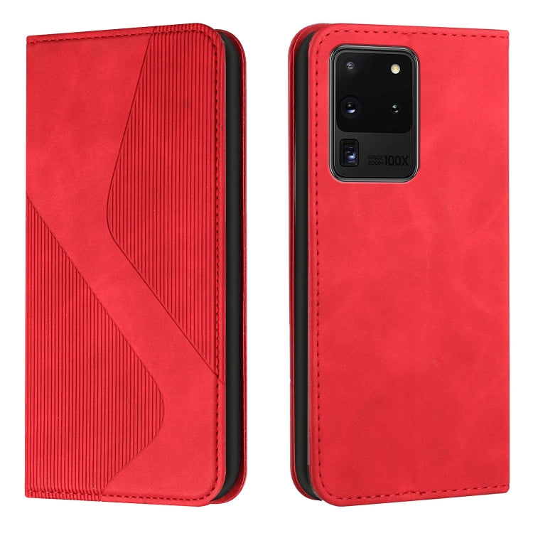 For Samsung Galaxy S20 Ultra Skin Feel Magnetic S-type Solid Color Horizontal Flip Leather Case with Holder & Card Slot & Wallet