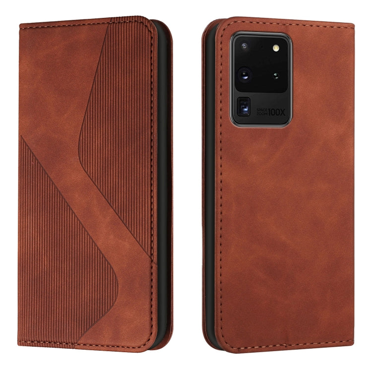 For Samsung Galaxy S20 Ultra Skin Feel Magnetic S-type Solid Color Horizontal Flip Leather Case with Holder & Card Slot & Wallet