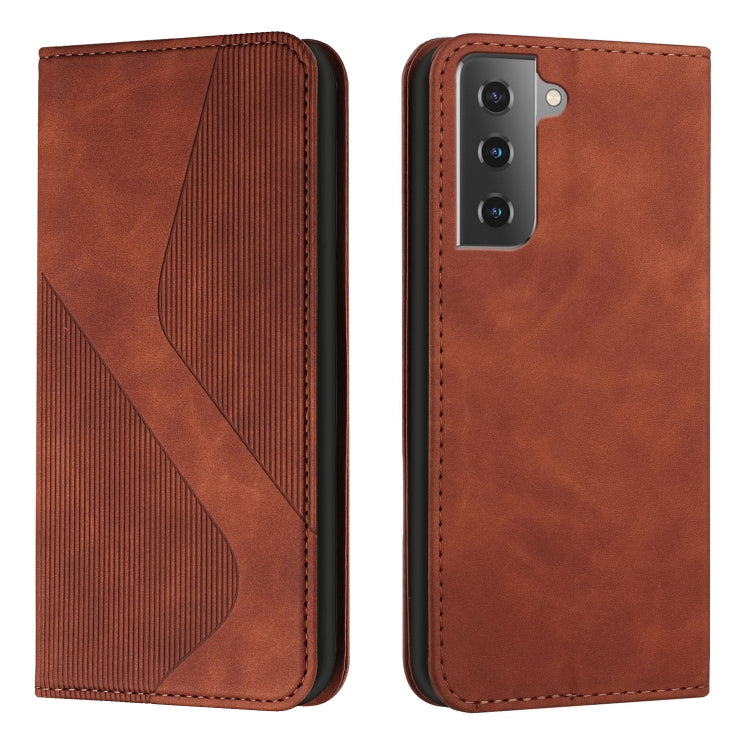 For Samsung Galaxy S21+ 5G Skin Feel Magnetic S-type Solid Color Horizontal Flip Leather Case with Holder & Card Slot & Wallet