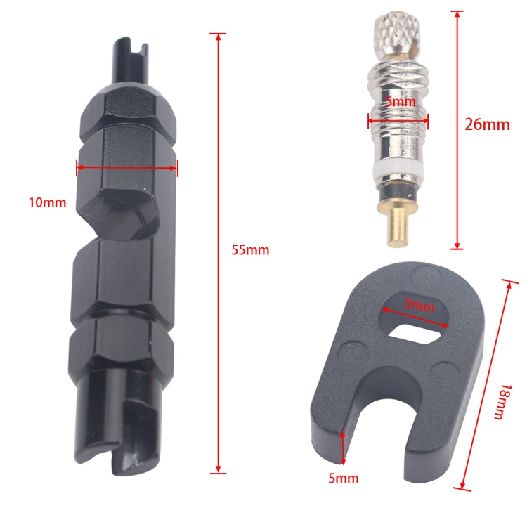 A5590 10 PCS Bicycle French Valve Core with Black Disassembly Tool