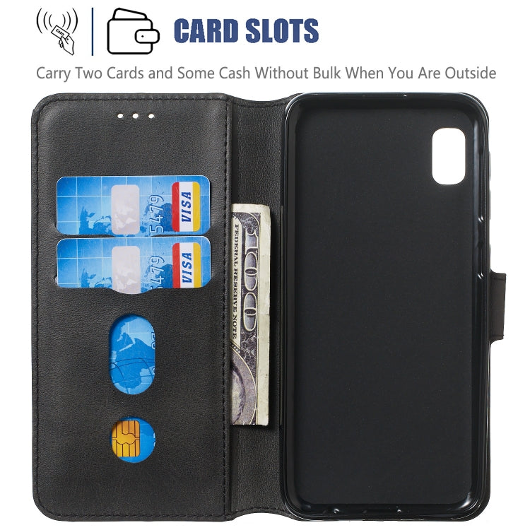 For Galaxy A10e Solid Color Buckle Horizontal Flip Leather Case with Wallet & Holder & Card Slots