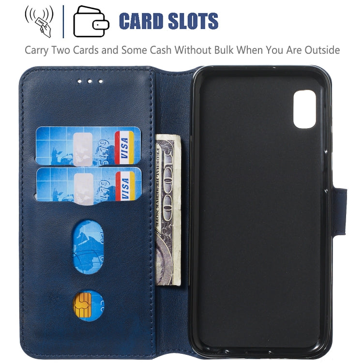 For Galaxy A10e Solid Color Buckle Horizontal Flip Leather Case with Wallet & Holder & Card Slots