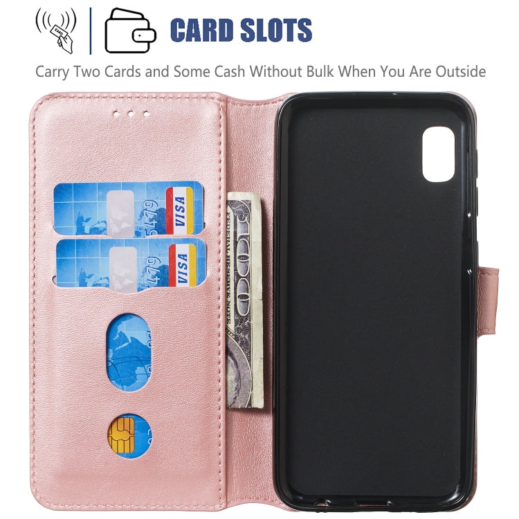 For Galaxy A10e Solid Color Buckle Horizontal Flip Leather Case with Wallet & Holder & Card Slots