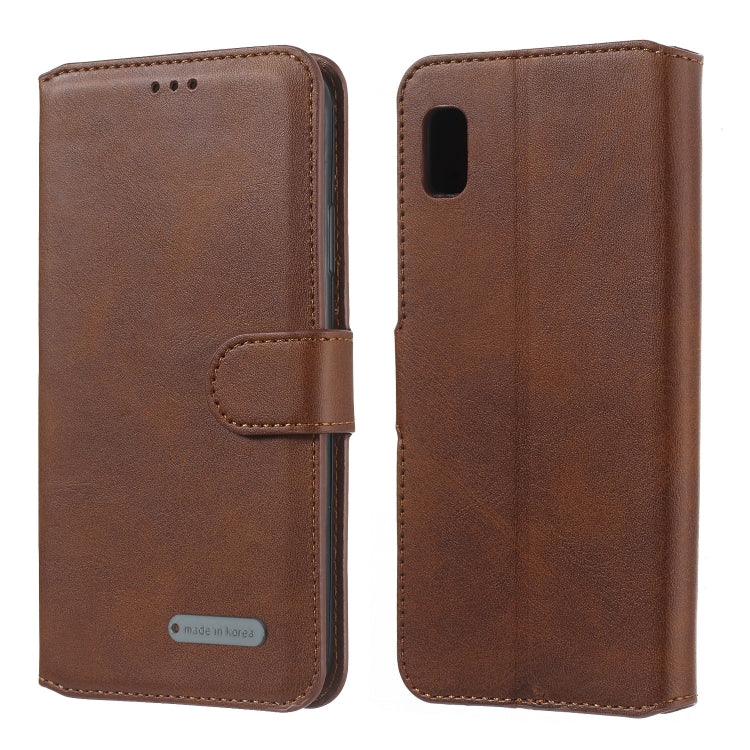 For Galaxy A10e Solid Color Buckle Horizontal Flip Leather Case with Wallet & Holder & Card Slots