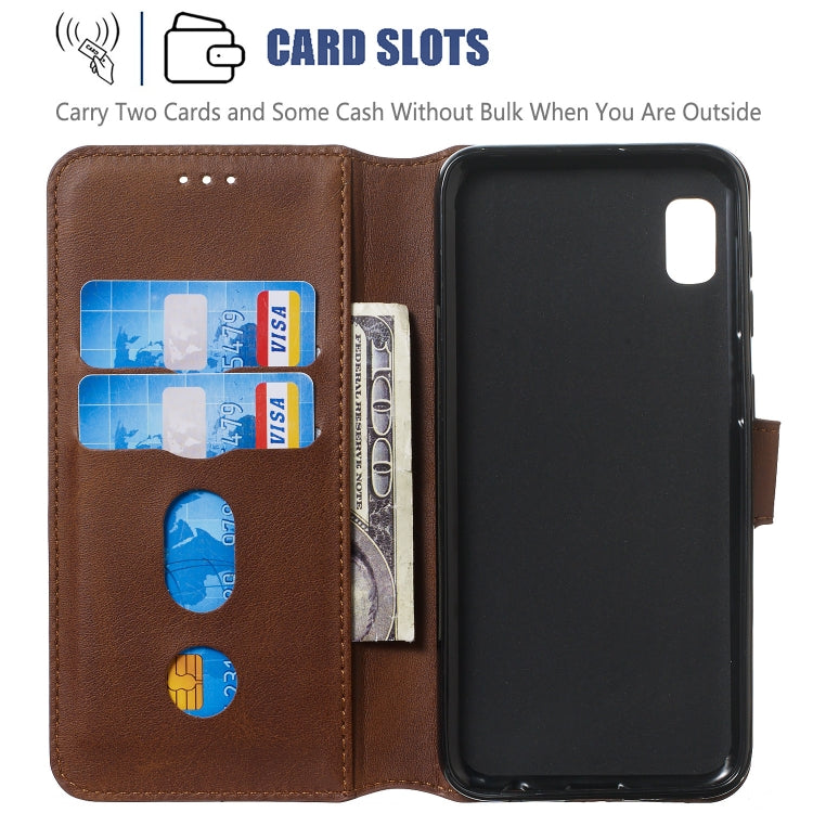 For Galaxy A10e Solid Color Buckle Horizontal Flip Leather Case with Wallet & Holder & Card Slots