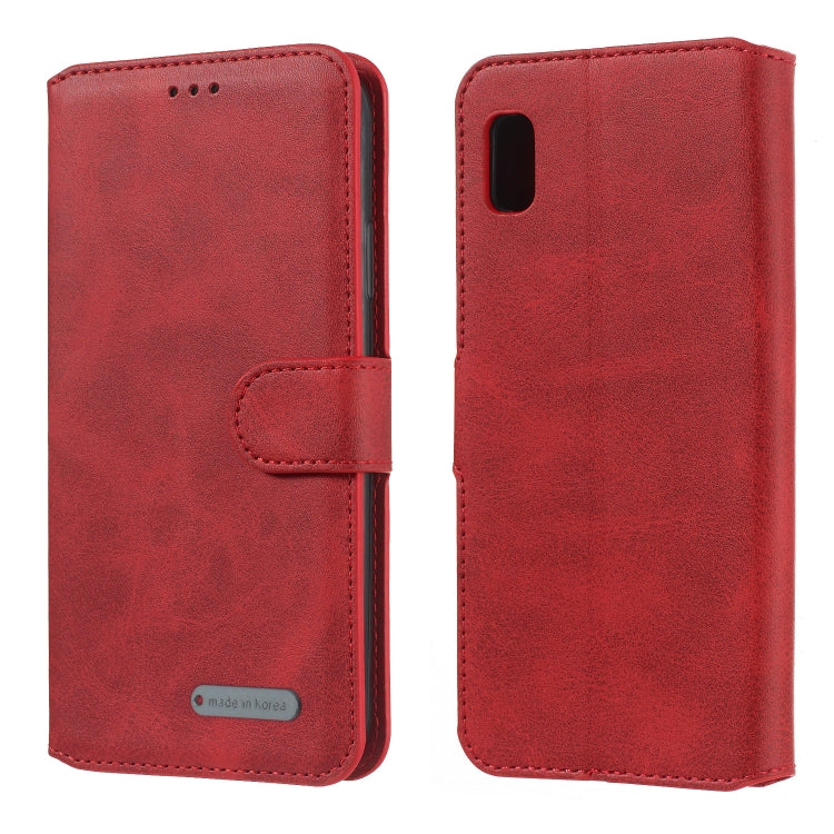 For Galaxy A10e Solid Color Buckle Horizontal Flip Leather Case with Wallet & Holder & Card Slots