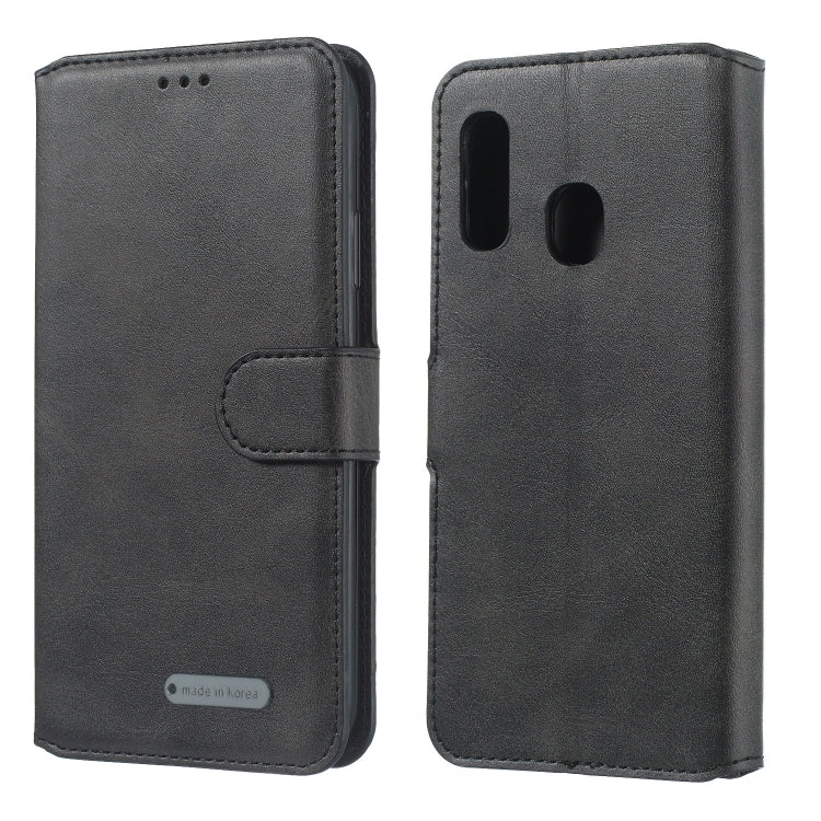 For Galaxy A20e Solid Color Buckle Horizontal Flip Leather Case with Wallet & Holder & Card Slots