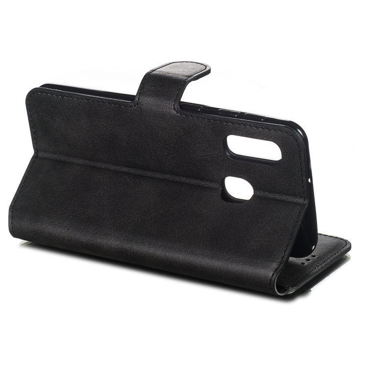 For Galaxy A20e Solid Color Buckle Horizontal Flip Leather Case with Wallet & Holder & Card Slots