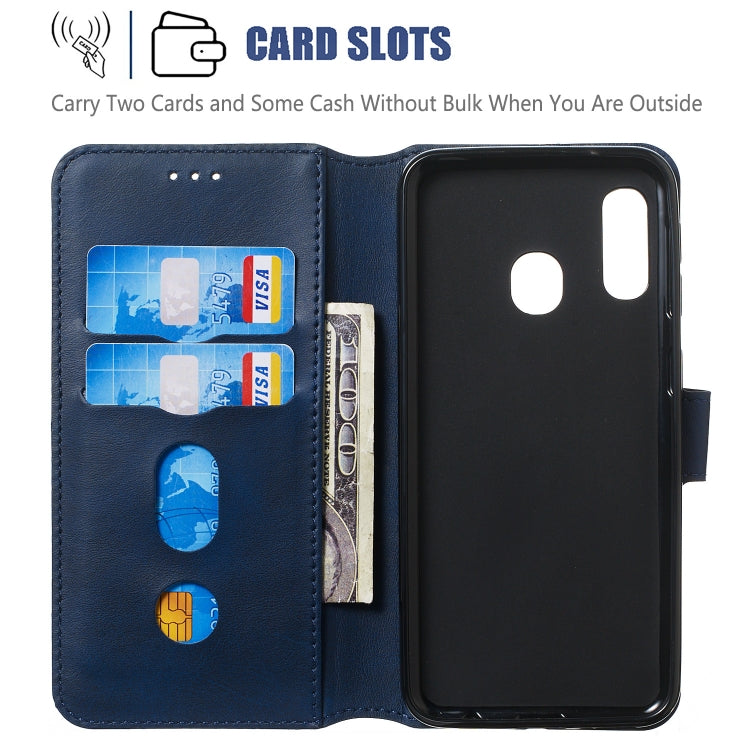 For Galaxy A20e Solid Color Buckle Horizontal Flip Leather Case with Wallet & Holder & Card Slots
