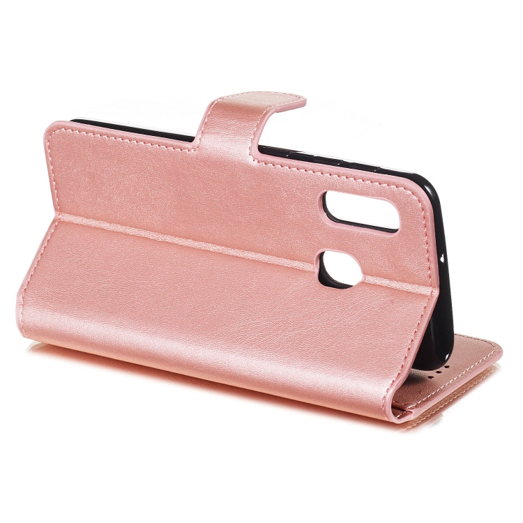 For Galaxy A20e Solid Color Buckle Horizontal Flip Leather Case with Wallet & Holder & Card Slots