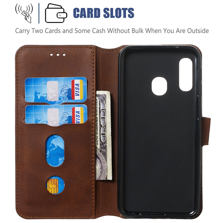 For Galaxy A20e Solid Color Buckle Horizontal Flip Leather Case with Wallet & Holder & Card Slots