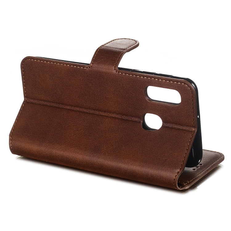 For Galaxy A20e Solid Color Buckle Horizontal Flip Leather Case with Wallet & Holder & Card Slots