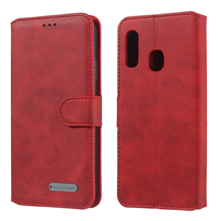 For Galaxy A20e Solid Color Buckle Horizontal Flip Leather Case with Wallet & Holder & Card Slots