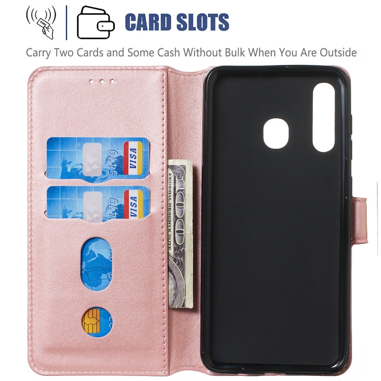 For Galaxy A20 / A30 Solid Color Buckle Horizontal Flip Leather Case with Wallet & Holder & Card Slots