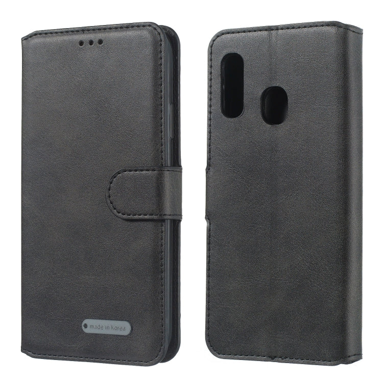 For Galaxy A40 Solid Color Buckle Horizontal Flip Leather Case with Wallet & Holder & Card Slots