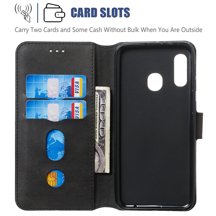 For Galaxy A40 Solid Color Buckle Horizontal Flip Leather Case with Wallet & Holder & Card Slots