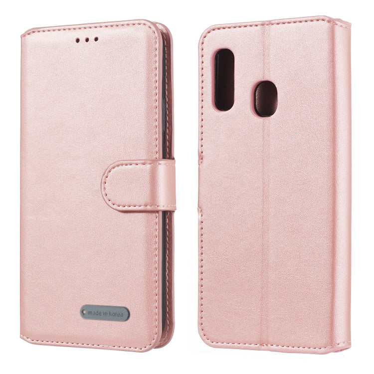 For Galaxy A40 Solid Color Buckle Horizontal Flip Leather Case with Wallet & Holder & Card Slots
