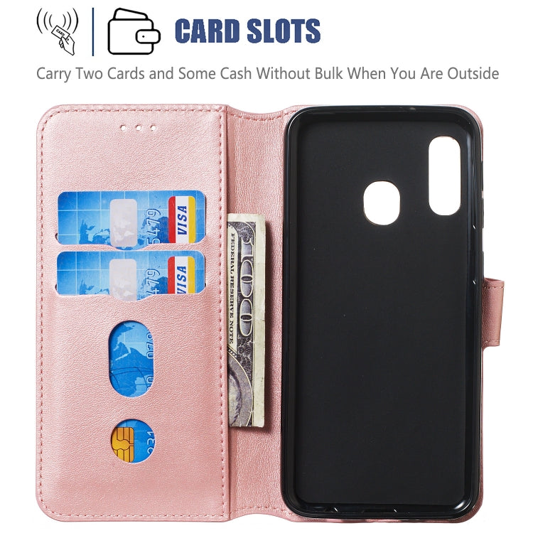 For Galaxy A40 Solid Color Buckle Horizontal Flip Leather Case with Wallet & Holder & Card Slots