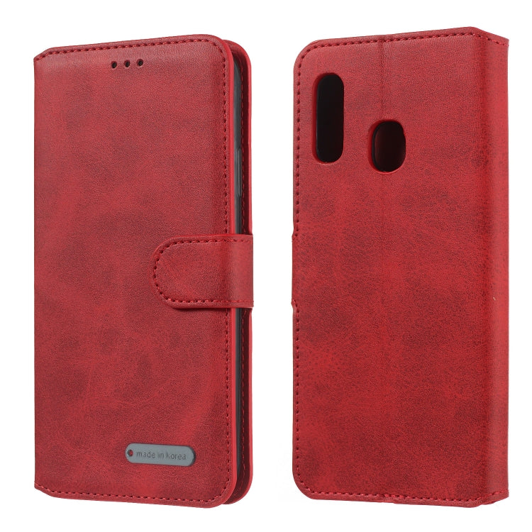 For Galaxy A40 Solid Color Buckle Horizontal Flip Leather Case with Wallet & Holder & Card Slots