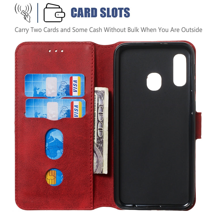 For Galaxy A40 Solid Color Buckle Horizontal Flip Leather Case with Wallet & Holder & Card Slots