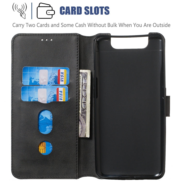 For Galaxy A80 / A90 Solid Color Buckle Horizontal Flip Leather Case with Wallet & Holder & Card Slots