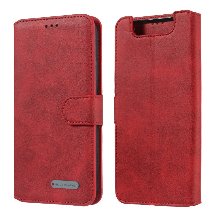 For Galaxy A80 / A90 Solid Color Buckle Horizontal Flip Leather Case with Wallet & Holder & Card Slots