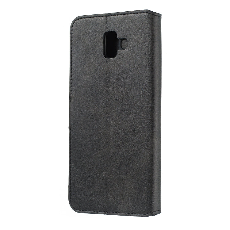 For Galaxy J6+ Solid Color Buckle Horizontal Flip Leather Case with Wallet & Holder & Card Slots