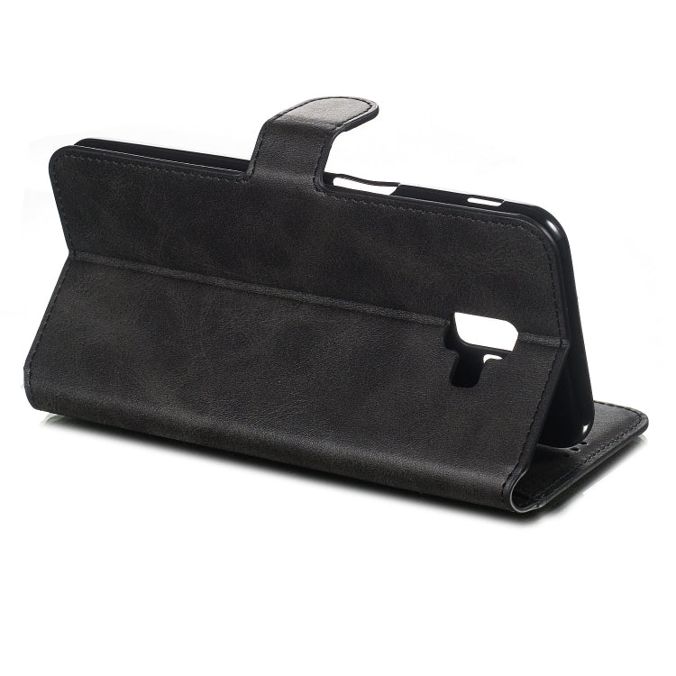 For Galaxy J6+ Solid Color Buckle Horizontal Flip Leather Case with Wallet & Holder & Card Slots
