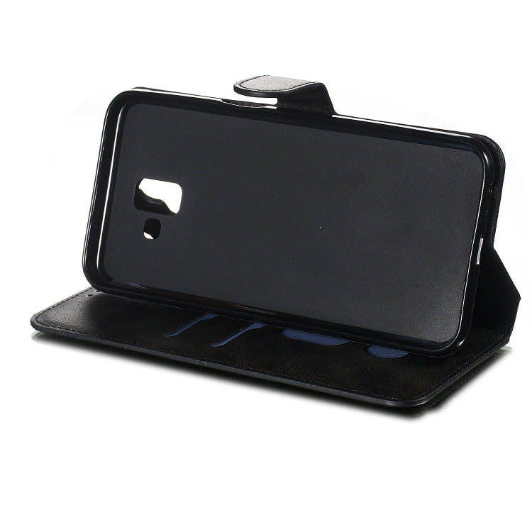 For Galaxy J6+ Solid Color Buckle Horizontal Flip Leather Case with Wallet & Holder & Card Slots