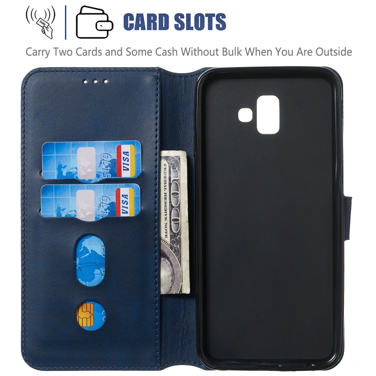 For Galaxy J6+ Solid Color Buckle Horizontal Flip Leather Case with Wallet & Holder & Card Slots