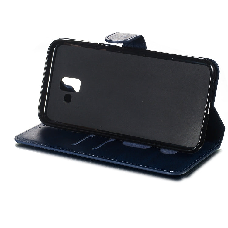 For Galaxy J6+ Solid Color Buckle Horizontal Flip Leather Case with Wallet & Holder & Card Slots