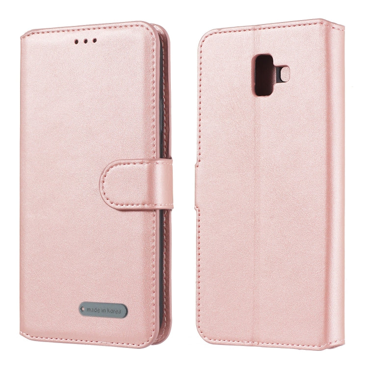 For Galaxy J6+ Solid Color Buckle Horizontal Flip Leather Case with Wallet & Holder & Card Slots