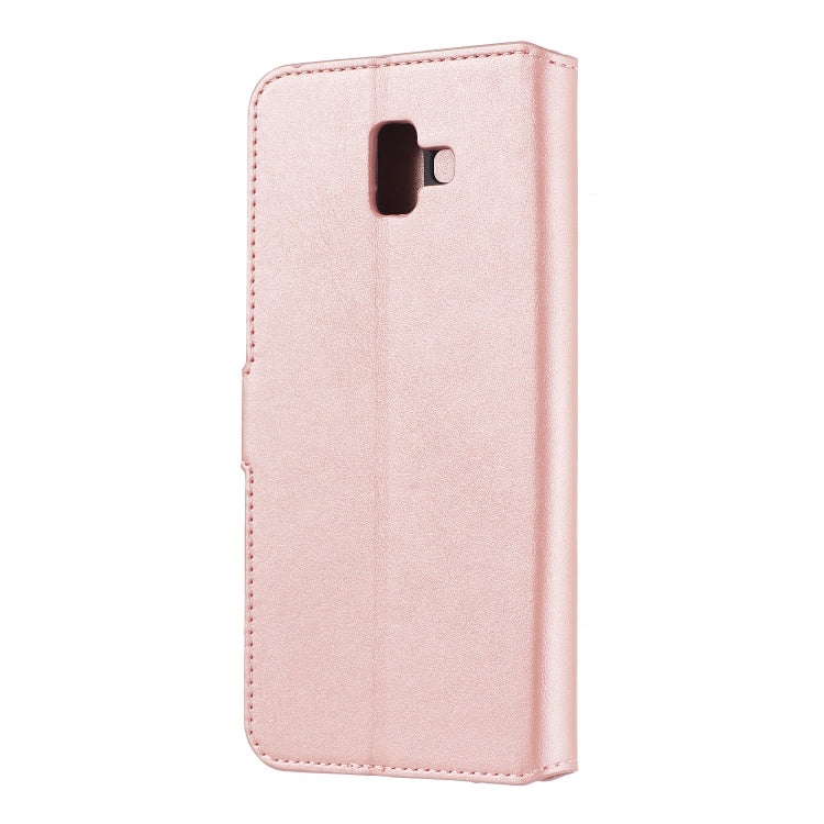 For Galaxy J6+ Solid Color Buckle Horizontal Flip Leather Case with Wallet & Holder & Card Slots