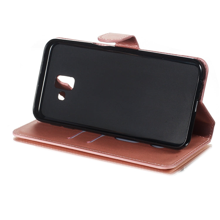 For Galaxy J6+ Solid Color Buckle Horizontal Flip Leather Case with Wallet & Holder & Card Slots