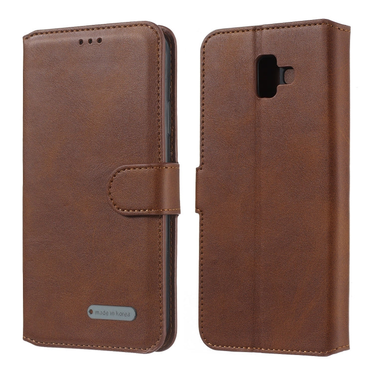 For Galaxy J6+ Solid Color Buckle Horizontal Flip Leather Case with Wallet & Holder & Card Slots