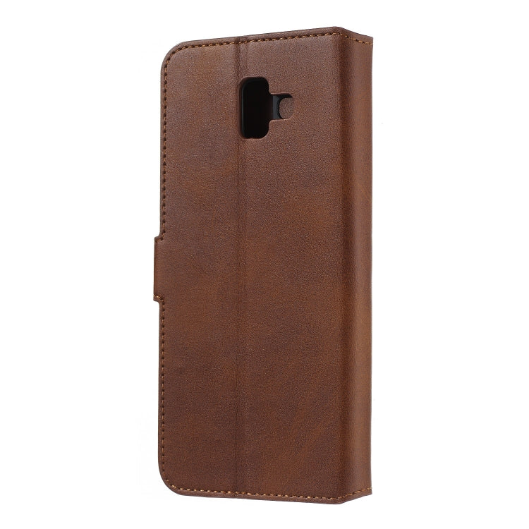 For Galaxy J6+ Solid Color Buckle Horizontal Flip Leather Case with Wallet & Holder & Card Slots