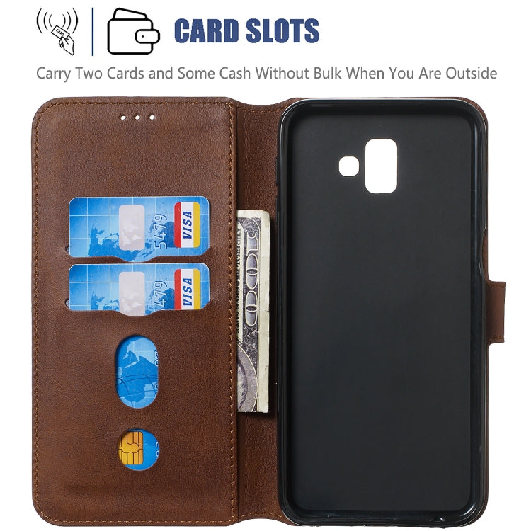 For Galaxy J6+ Solid Color Buckle Horizontal Flip Leather Case with Wallet & Holder & Card Slots