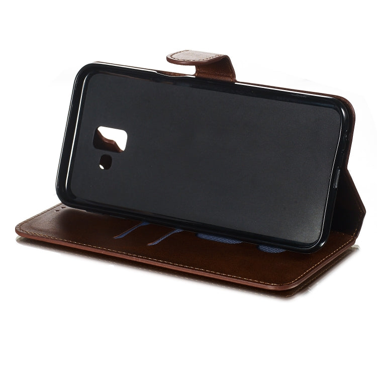 For Galaxy J6+ Solid Color Buckle Horizontal Flip Leather Case with Wallet & Holder & Card Slots