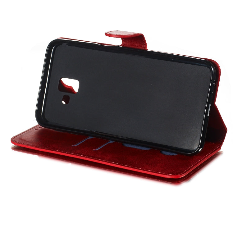 For Galaxy J6+ Solid Color Buckle Horizontal Flip Leather Case with Wallet & Holder & Card Slots