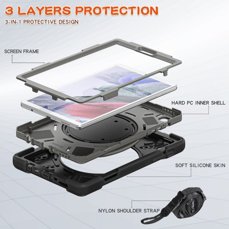 For Samsung Galaxy Tab A7 Lite T220 / T225 Silicone + PC Protective Case with Holder & Shoulder Strap